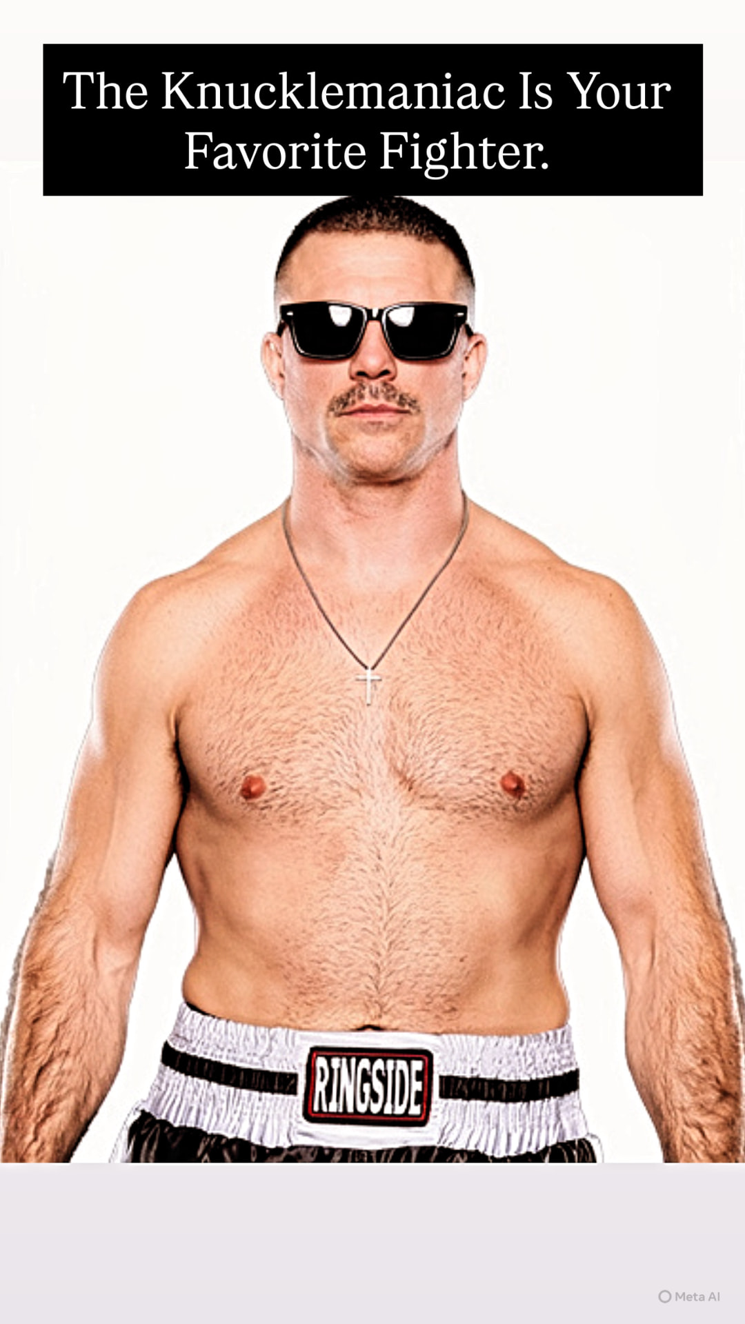 Cody Vidal in fight trunks and sunglasses, promotional fighter portrait